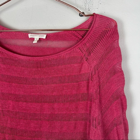 Eileen Fisher Pink Organic Cotton Lose Knit Sweater Size Large - Picture 2 of 5